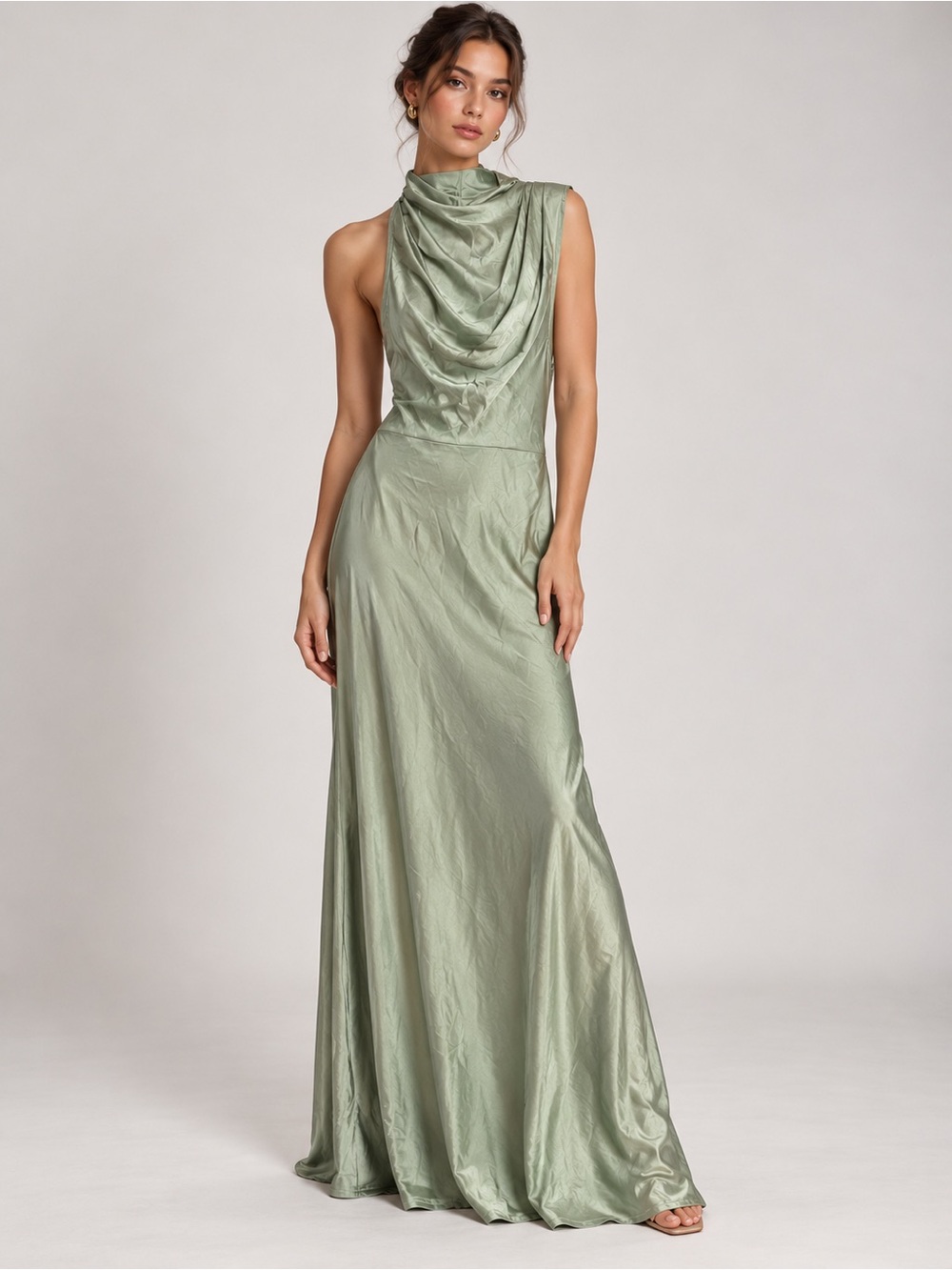 NWT here comes the sun Sage Green Cowl Neck Maxi Dress Size S